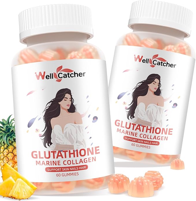 Glutathione Gummies for Skin Whitening - Glutathione 1000mg Supplement with Collagen Glow Gummies Sugar-Free Antioxidant Support for Women Skin Care Anti-Aging Immunity Pineapple Flavor 120ct