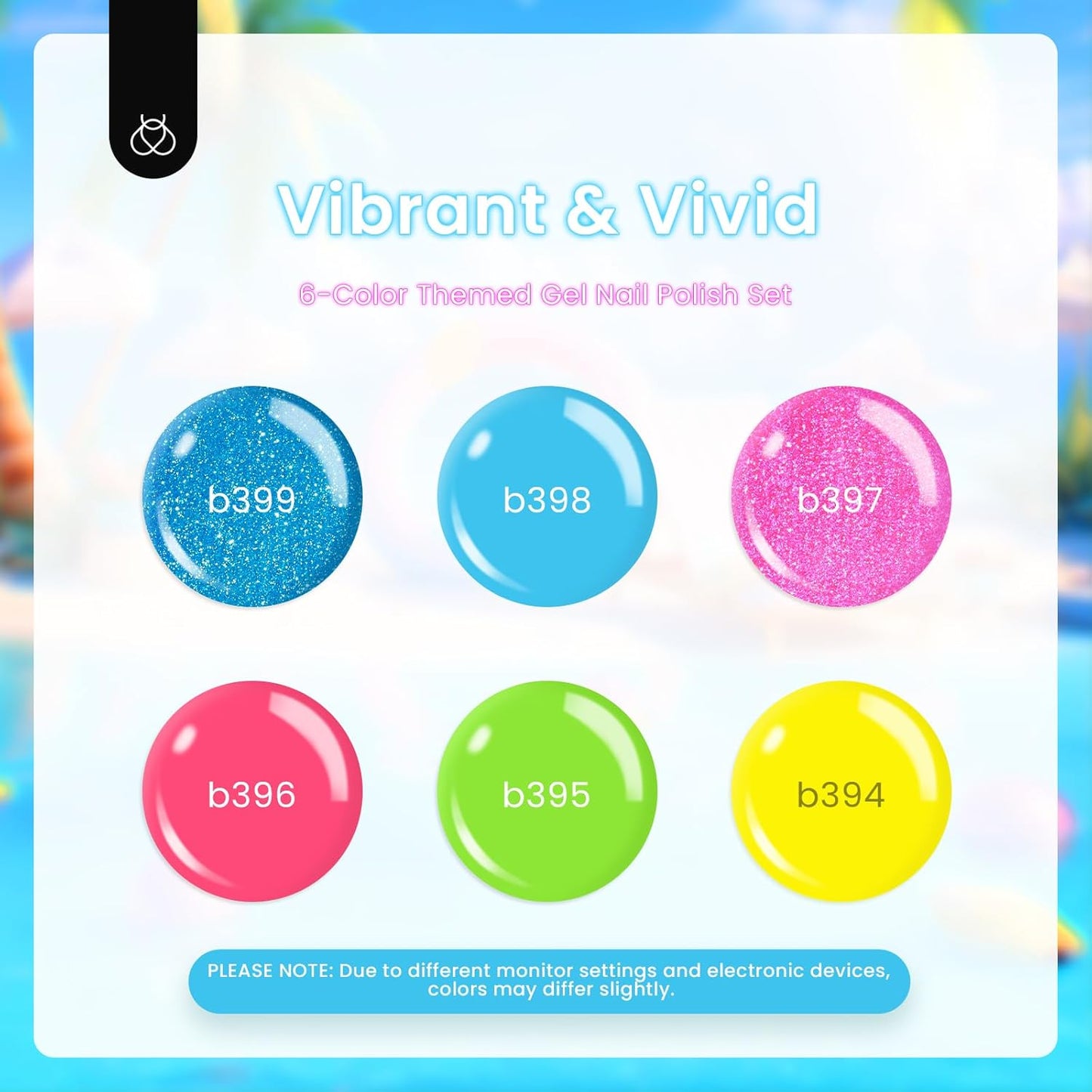 Beetles Neon Gel Polish Set, 6 Colors Glitter Blue Hot Pink Gel Nail Polish Green Nail Polish Shimmer Nail Design Nail Art Soak Off U v Nail Lamp Cured Manicure Kit Diy at Home Gifts for Women