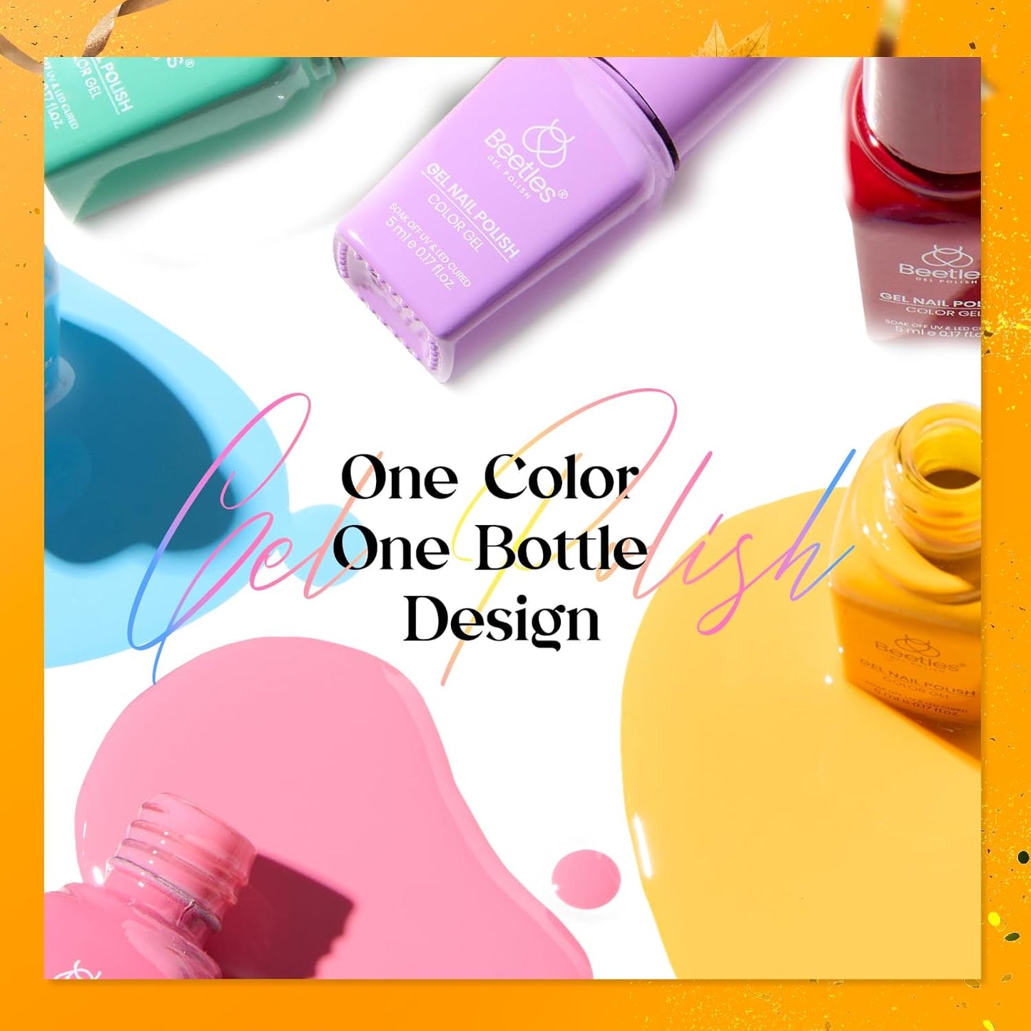 Beetles Gel Nail Polish Kit with U V Light - 25 Colors Gel Polish Set Fall Nail Fest Fragments of Time 45 Pcs Nails Kit with Tools DIY Salon Manicure Set Gifts for Women Girls - One Color One Bottle