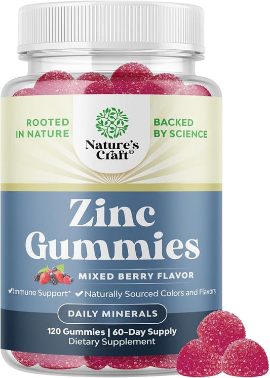 Extra Strength Zinc Gummies for Adults - Chewable Zinc Citrate 50mg Immunity Gummies for Adults - Kosher Halal Gluten and Gelatin Free Non-GMO Nut Free Great Tasting Zinc Gummies Adult Formula
