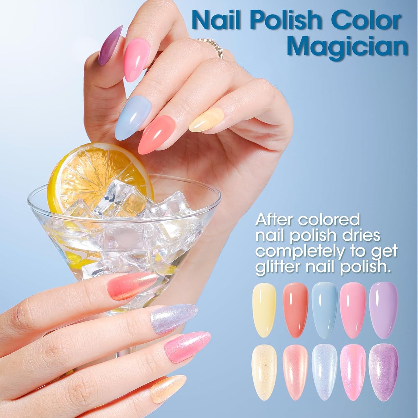 GELLEN Shimmer Pastel Nail Polish, Buildable Sheer Natural Regular Nail Polish Quick Dry Translucent 6 Colors Set for Acrylic Natural Nails Home Salon, Non Gel, Chip Resistant, Hema Free, Non-toxic