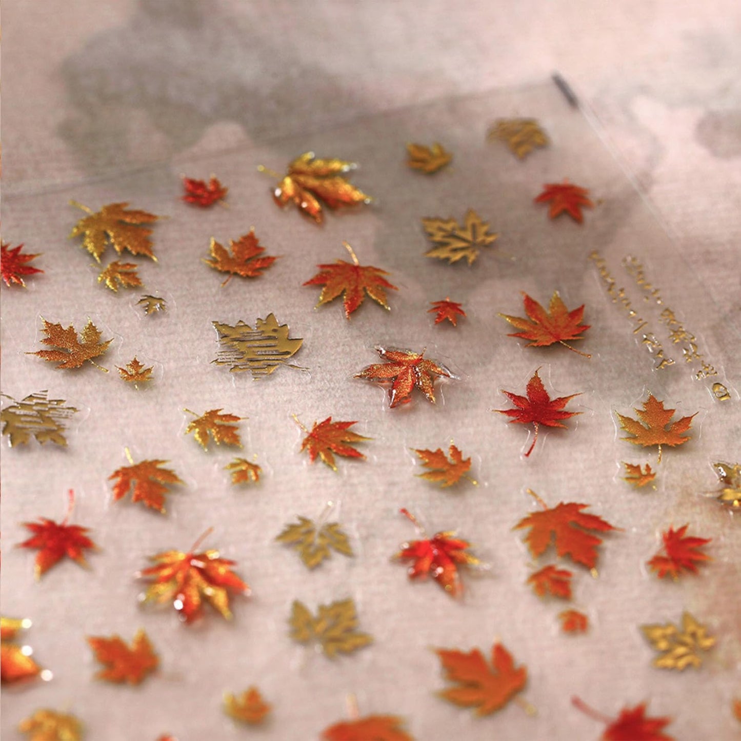 Fall Nail Stickers Maple 5D Embossed Leaves for Thanksgiving Day Nail Art Self-Adhesive Autumn Nails Decoration Glitter Gold Maple Leaf Nail Decals DIY for Women Nail Supplies