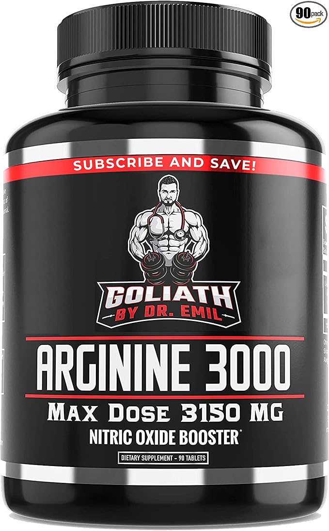 Dr. Emil - L Arginine (3150mg) Highest Capsule Dose - Nitric Oxide Supplement for Vascularity, Endurance and Heart Health (AAKG and HCL) - 90 Tablets
