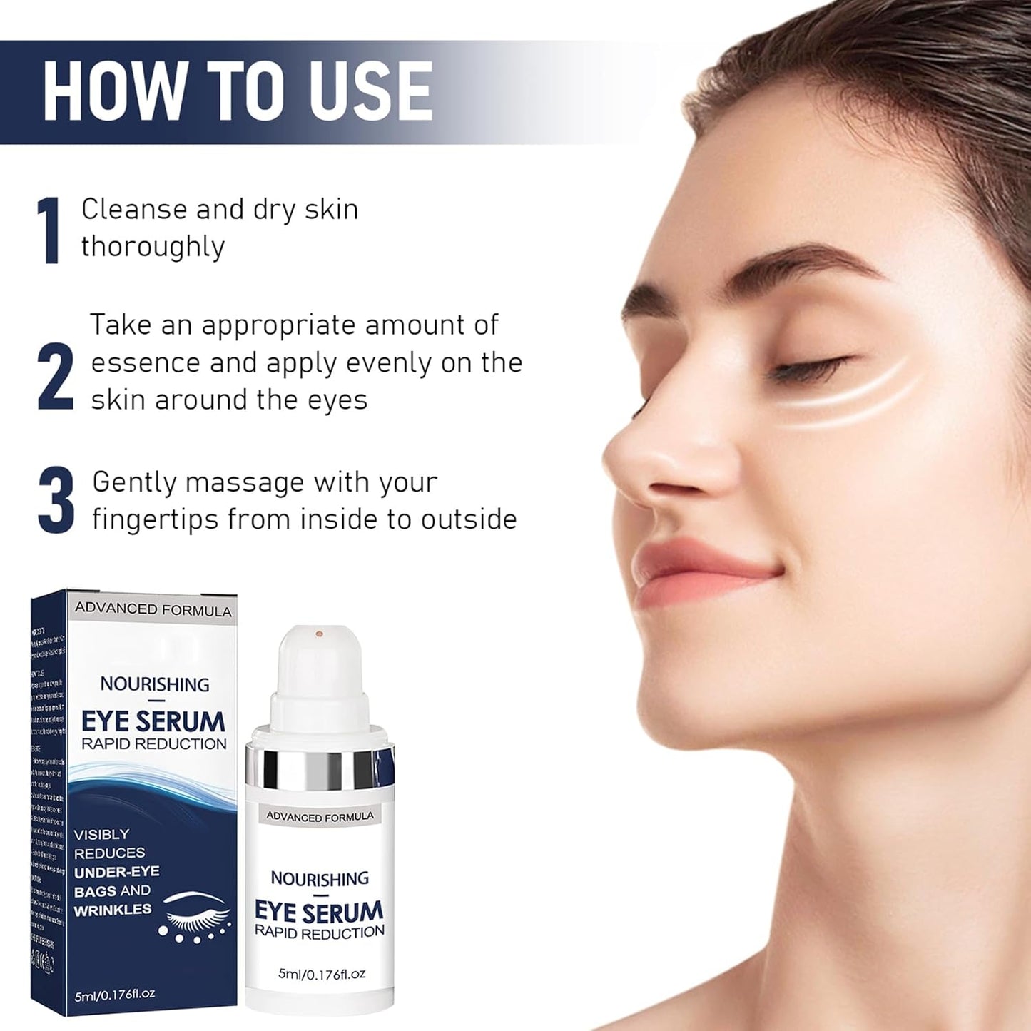 Rapid Reduction Eye Serum, Advanced Formula Instant Eye Serum, Anti Aging Serum Visibly Reduces Under-eye Bags, Nourishing Eye Serum, Suitable For All Skin Type (2Pcs)