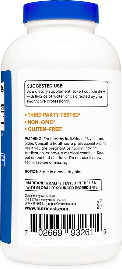 Nutricost L-Arginine 500mg, 300 Capsules (3 Bottles)