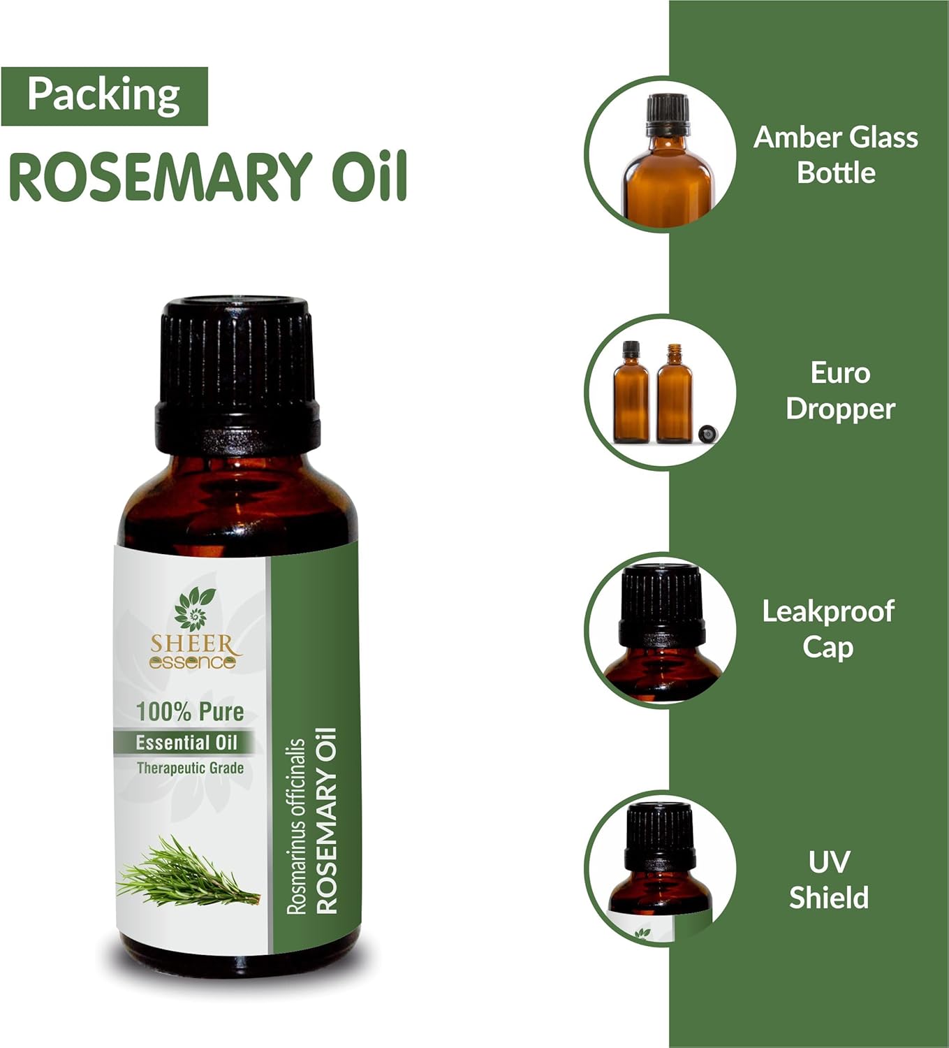 Rose Mary Oil -(Rosmarinus Officinalis)- Essential Oil 100% Pure Natural Undiluted Uncut Therapeutic Grade Oil 33.81 Fl.OZ