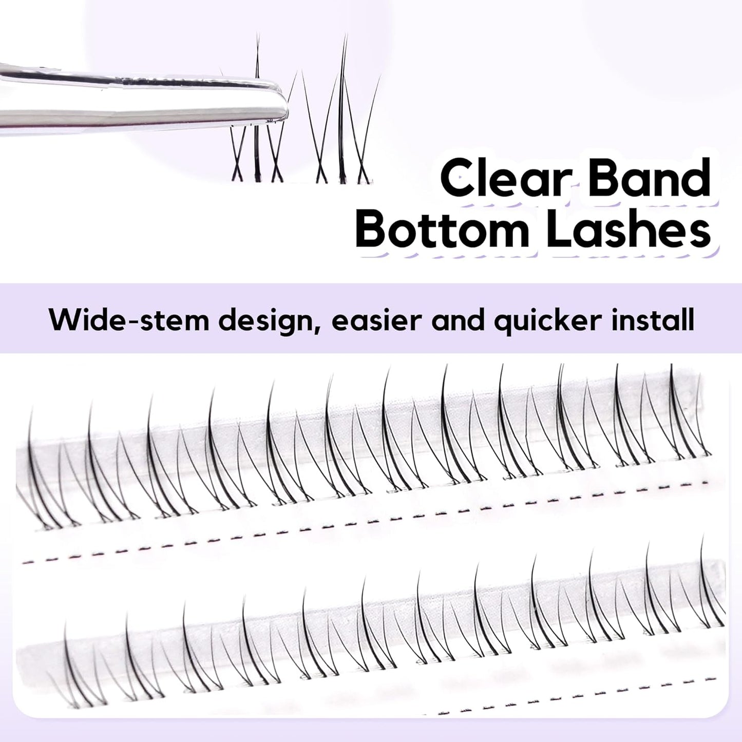 GAQQI Bottom Lash Clusters Natural Bottom Lashes Clear Band, DIY Lash Extensions Lower Lashes, Soft & Comfortable Thin Band Bottom Eyelashes Wispy Daily Style 5mm+6mm 48pcs(B10)