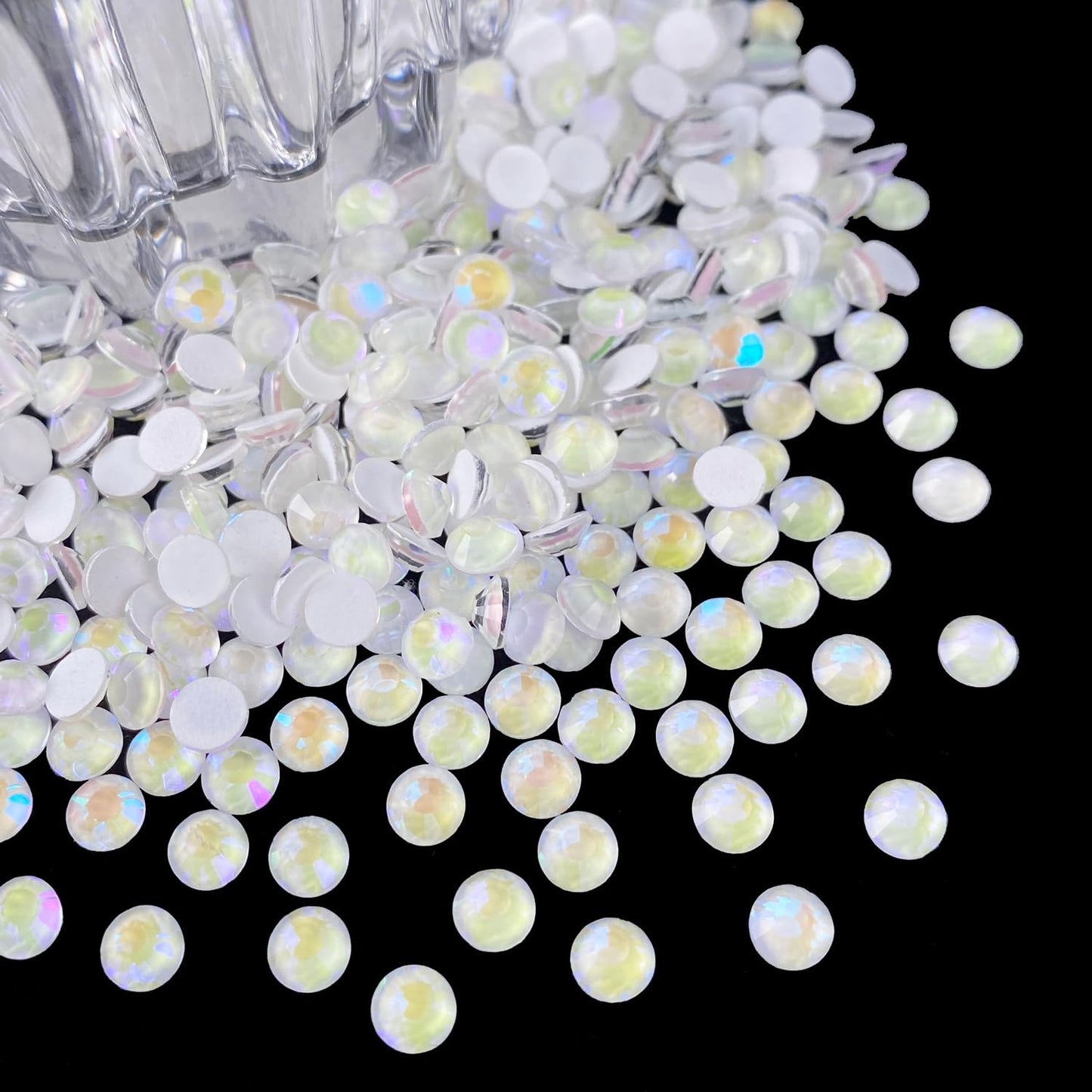 Flatback Glass Rhinestones,Bedazzler Gems 1440pcs Non Hotfix Crystal Rhinestones for Nail Charms Crafts Clothes Tumblers,White AB Neon,SS20
