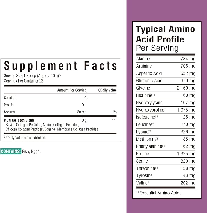 Multi Collagen Peptides Powder Type I II III V X, Hydrolyzed Collagen Protein for Women and Men, Skin, Hair, Nails and Joints, Unflavored, Non-GMO, Keto & GF, Zero Sugar, 22 Servings, 8oz