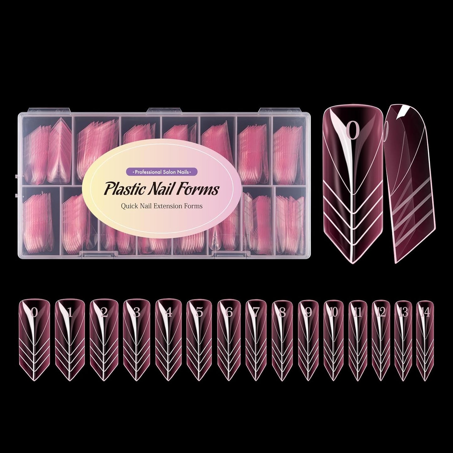 NMKL38 150PCS Dual Nail Forms 15 Sizes Extension Poly Nail Gel Full Cover Nail Molds With Scale