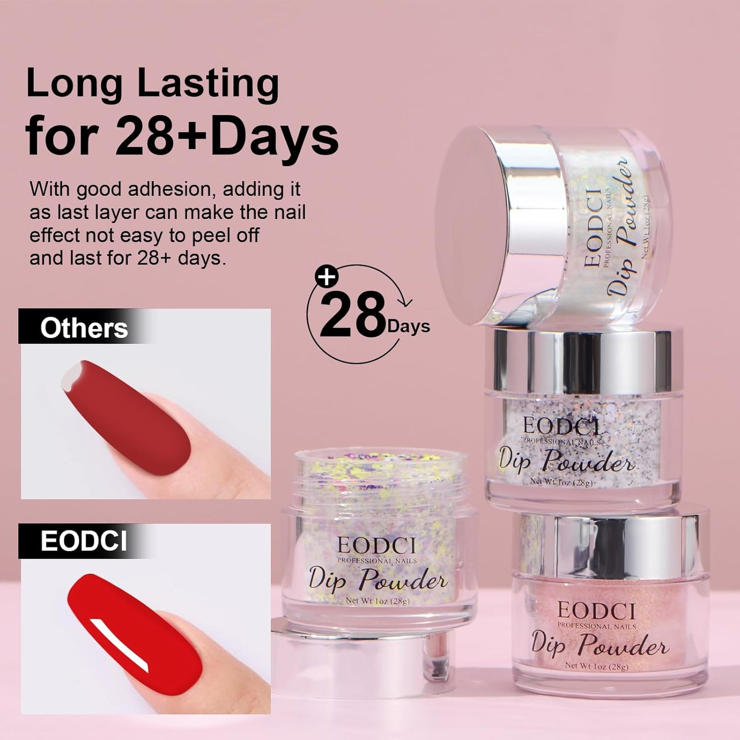 Dip Powder For Nails - Purple Pink Lime Green Hexagon Sequins - No Lamp Curing - Long Lasting Colors - Nail Art Starter Manicure DIY At Home - 1oz