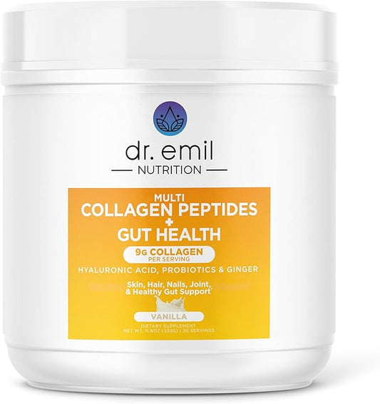 DR. EMIL NUTRITION Collagen Peptides Powder Plus Gut Health Supplement - Collagen Powder for Women with Colostrum & Probiotics for Gut Support & Immunity - Collagen Supplements for Hair, Skin & Nails