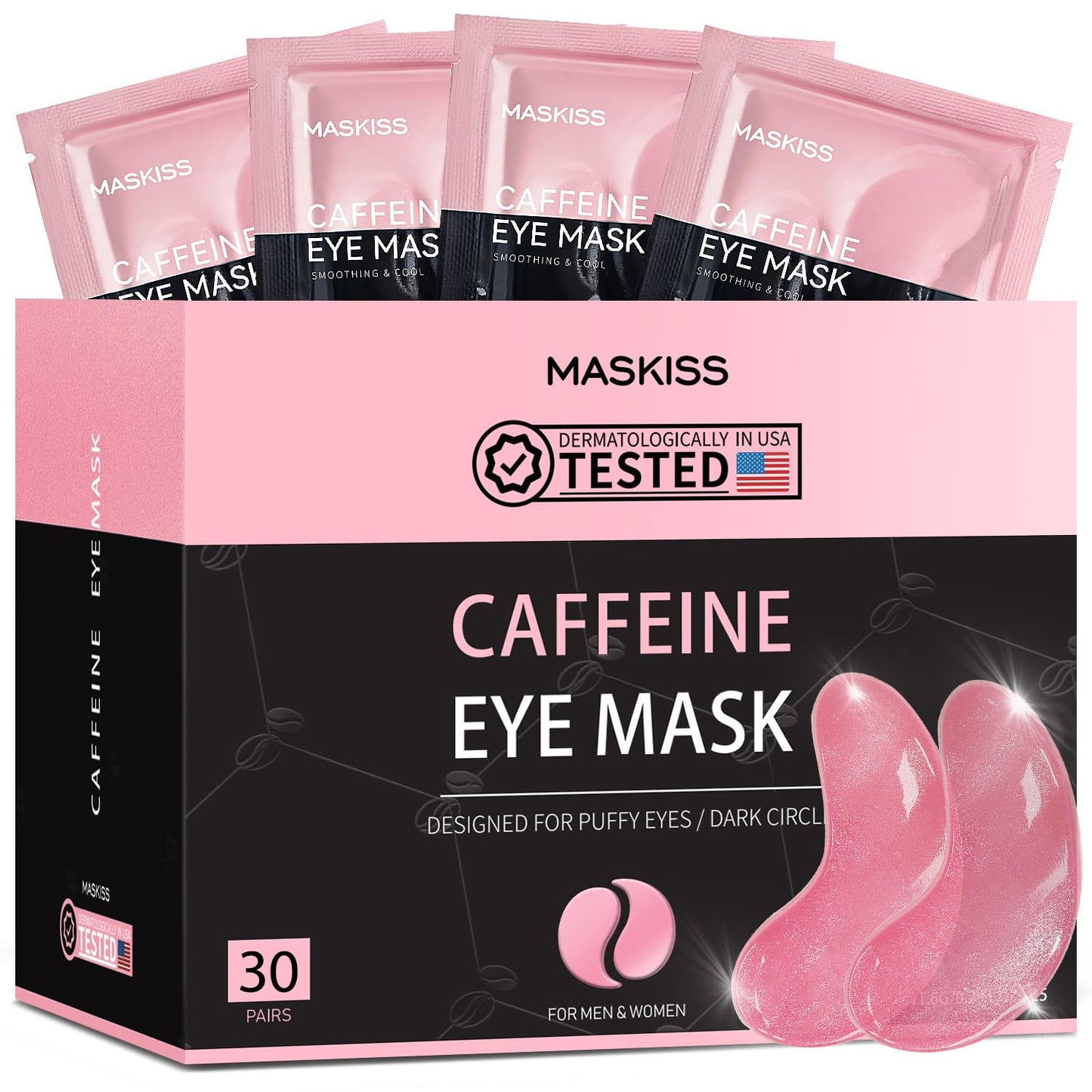 Under Eye Patches (30 Pairs), Caffeine Eye Masks for Dark Circles Puffy Eyes Undereye Bags, Collagen Eye Patches for Wrinkles and Puffiness, Skin Care Gift for Her