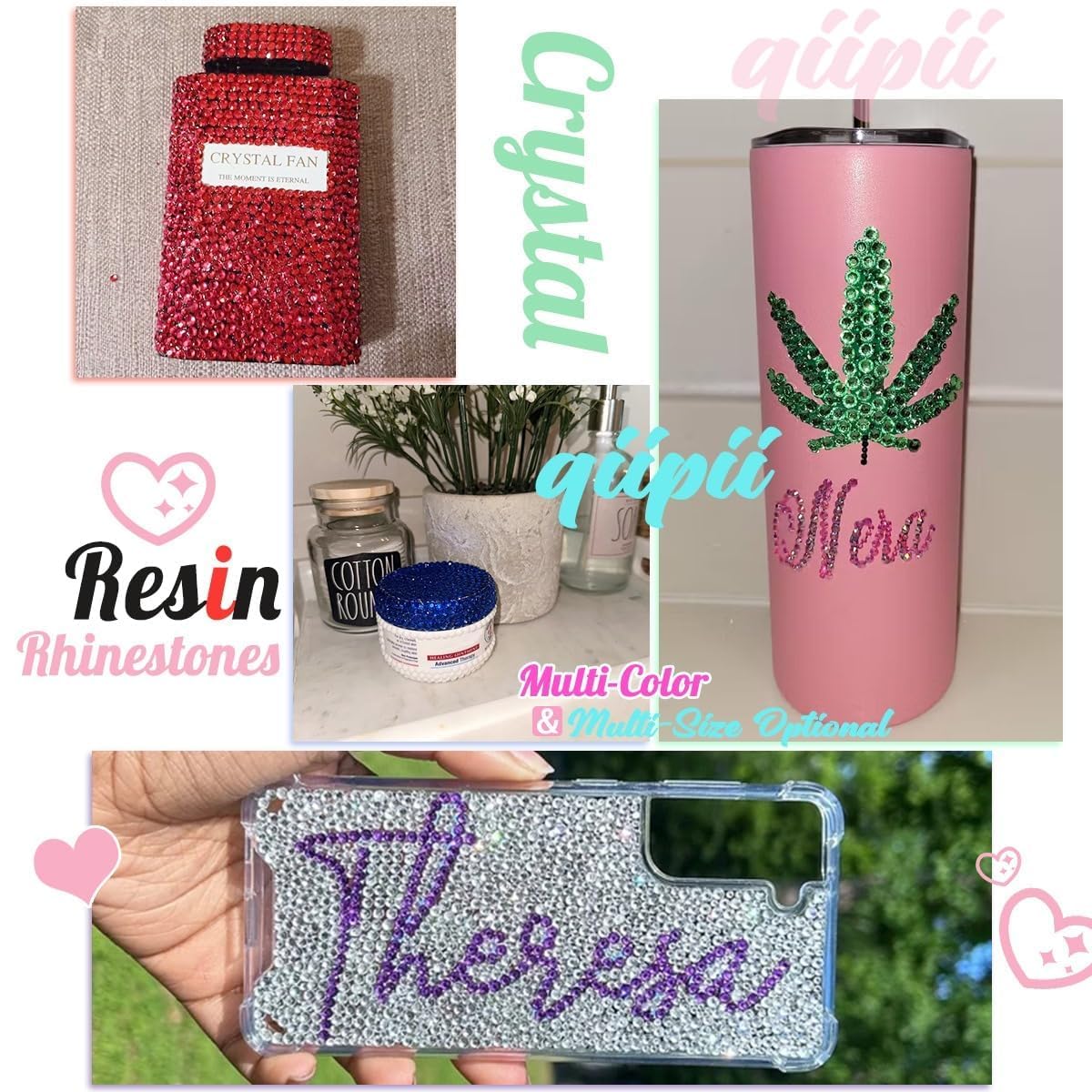 Champagne Crystal Resin Rhinestones for Crafting 3mm 4mm 5mm Golden Flatback Stones Diamonds Crystals Gems Charms for Nails Face Eyes Makeup Body Tumblers Bottles Mugs DIY Crafts Clothes Shoes