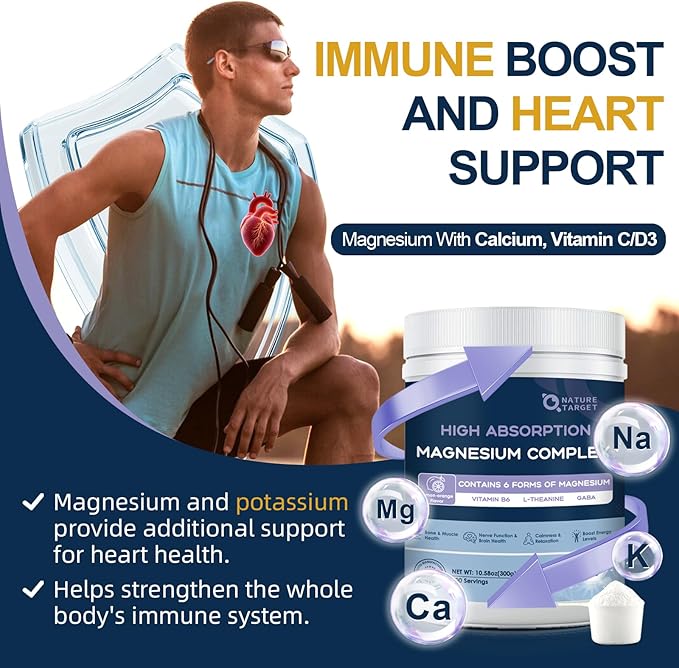 Magnesium Powder Supplement with Glycinate, Citrate, Malate, Magnesium Complex with L-Theanine & Vitamin B6 for Muscle, Heart & Brain, Vegan, Non GMO, 10.58 oz (100 Servings), Lemon Orange Flavor