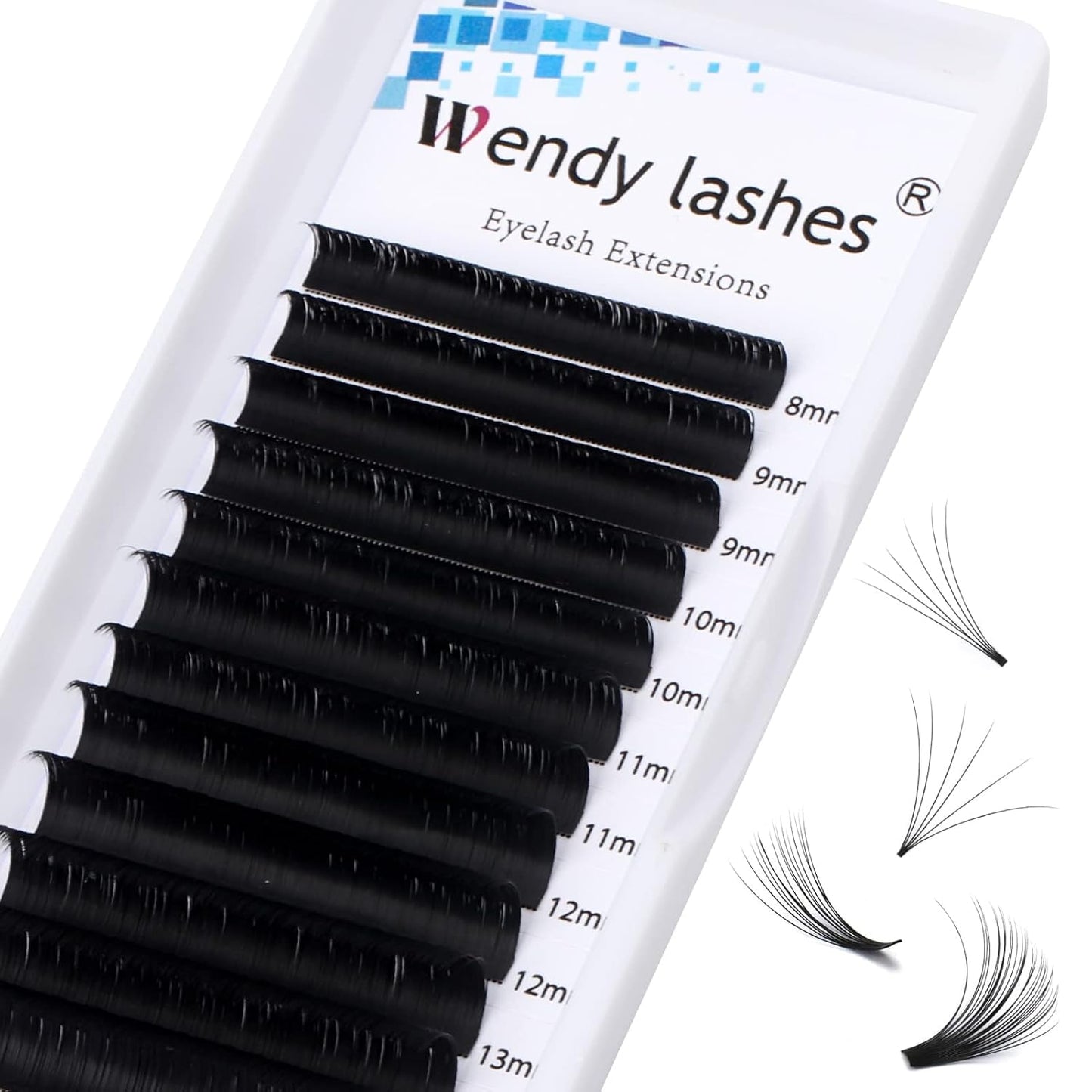 Easy Fan Volume for Lash Artists: Wendy, Handmade Fans for Eyelash Extensions, Self Fanning, Blooming, C-KH, Black, D-0.07-8-14
