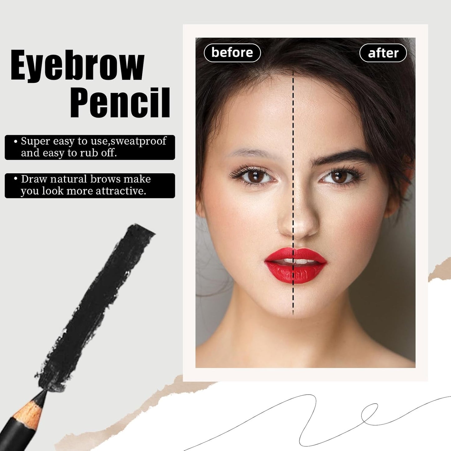 Go Ho 12 PCS Black Eyebrow Eyeliner Pencils,Sweatproof Eyebrow Pencil,Long-lasting Nice Color Eye Brow Gel Pen Makeup Brow Tint Sticks（Black）