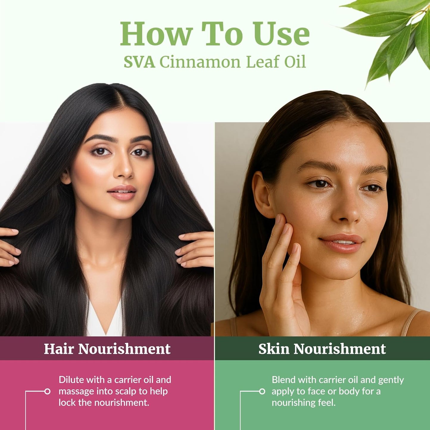 SVA Cinnamon Leaf Essential Oil – 4 Fl Oz – 100% Natural Cinnamon Oil - for Diffuser, Hair Care, Face, Skin Care, Aromatherapy, Scalp and Body Massage, Soap and Candle Making – with Dropper