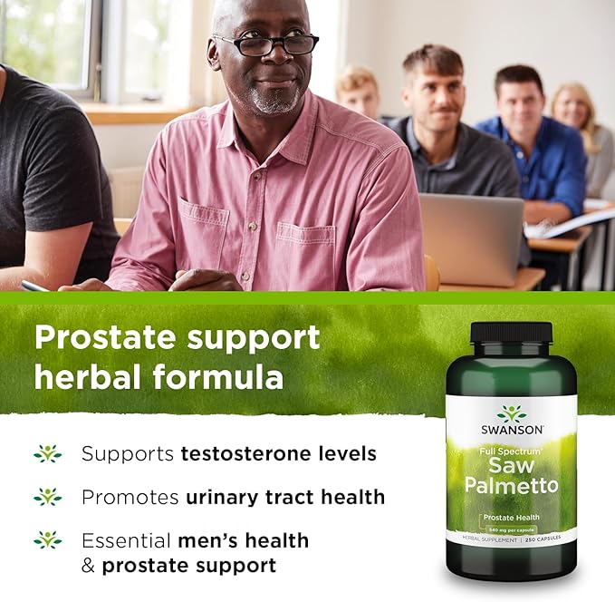 Swanson Saw Palmetto - Herbal Supplement Promoting Male Prostate Health Support - Natural Hair Supplement & Urinary Health Support (540 mg 250 Capsules) 2 Pack