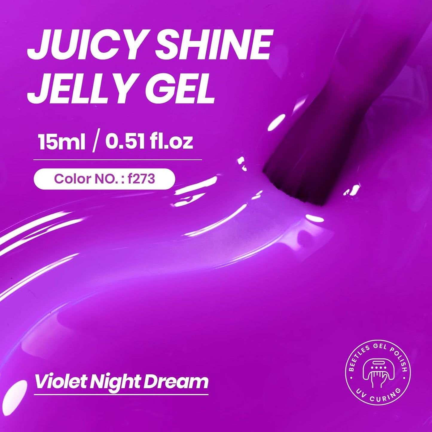 Beetles Purple Gel Nail Polish, 15ML Clear Purple Jelly Gel Polish Sheer Translucent Effect Neutral Nail Polish Soak Off UV Violet Night Dream Series French Nail Art Manicure Salon Gift for Women