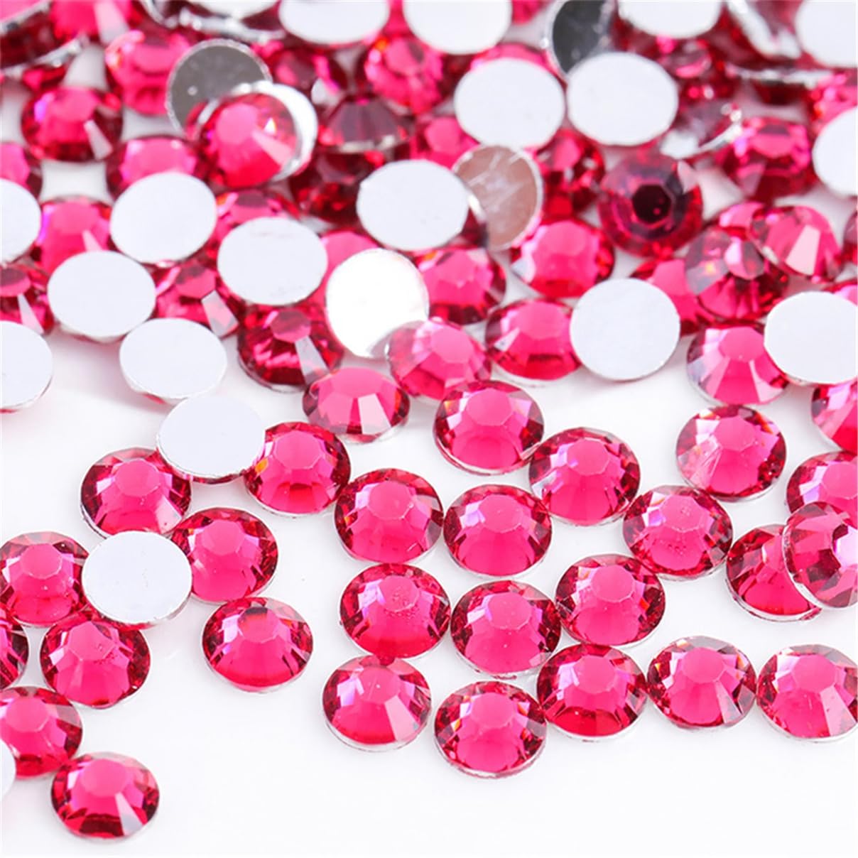 1500 Pieces SS16 4mm Flatback Rhinestones Clear Glass Round Gems Crystals for Nail Art DIY Crafts Clothes Shoes Bags （Light Rose Red）