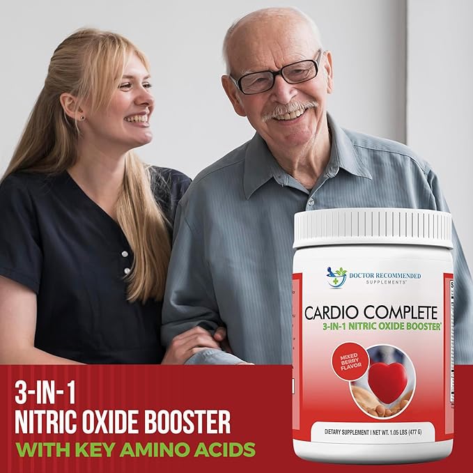 Cardio Complete - Heart Health Support Powder Supplement - 3-in-1 Nitric Oxide Booster with 5,000 L-Arginine, 1,000mg L-Citrulline, and Hawthorn Berry, 2 Pack
