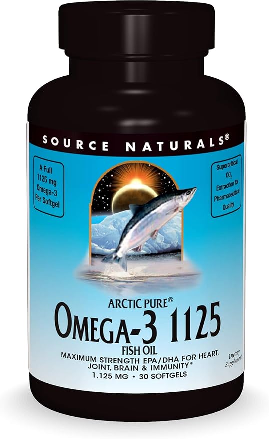 Source Naturals ArcticPure Omega-3 Fish Oil 1125mg Ultra Potency Maximum Strength EPA + DHA For Heart, Joint, Brain & Immune Health - 30 Softgels