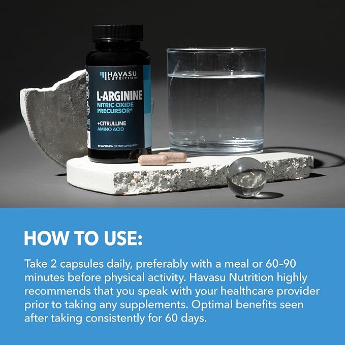 L-Arginine Capsules for Active Males - 60 Count, Non-GMO, 1200mg Blend of L Arginine and L Citrulline - Arginine Supplement for Enhanced Performance - L Arginine for Muscle Support