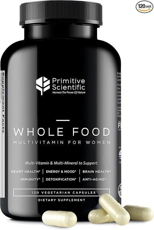 Whole Food Multivitamin for Women (120 Vegetarian Capsules) for Holistic Health, Natural Women’s Multivitamin for Immune Support, Heart Health, Energy, Cleansing, and More