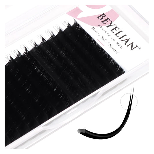 BEYELIAN Flat Eyelash Extension, Ellipse Lash Extensions 0.15 CC Curl 9-15mm 16 Rows Matte Black Eyelash Extension Supplies Classic Lash Extensions Individual Eyelashes Salon Use