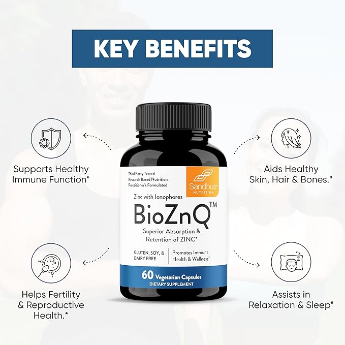 Sandhu's Zinc Supplement with Ionophores| Quercetin & Green Tea Extract for Superior Absorption and High Potency| 800mg Vegetarian Capsules 30 Days Supply| Immune Support for Men & Women| Made in USA