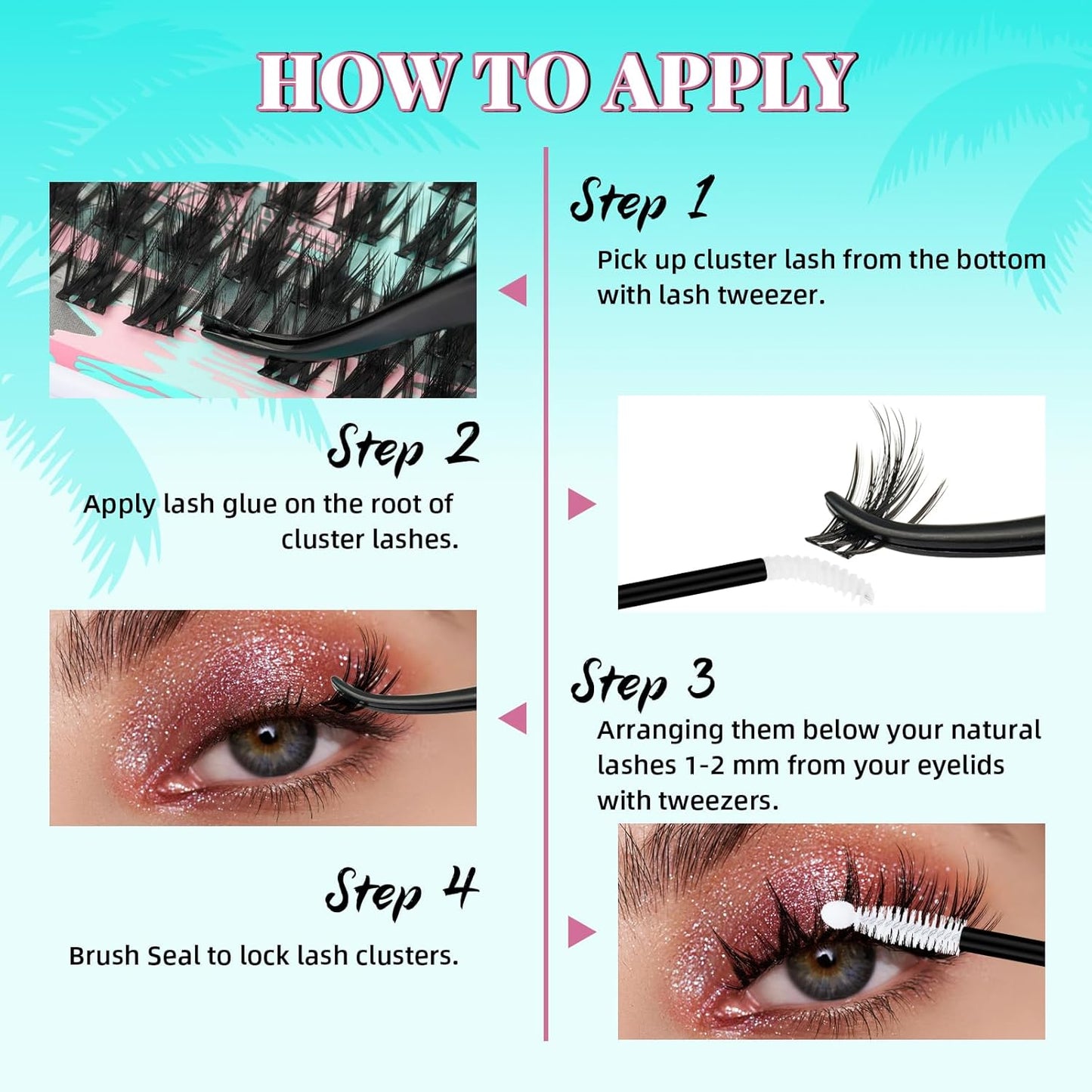 Fairy Eyelash Clusters DIY 144Pcs Lash Extension Kit Natural Lashes Clusters Kit with Lash White Bond and Seal,Lash Remover and Tweezers for Anime Cluster Eyelash Extensions Kit(Holiday,C-Mix8-18mm)