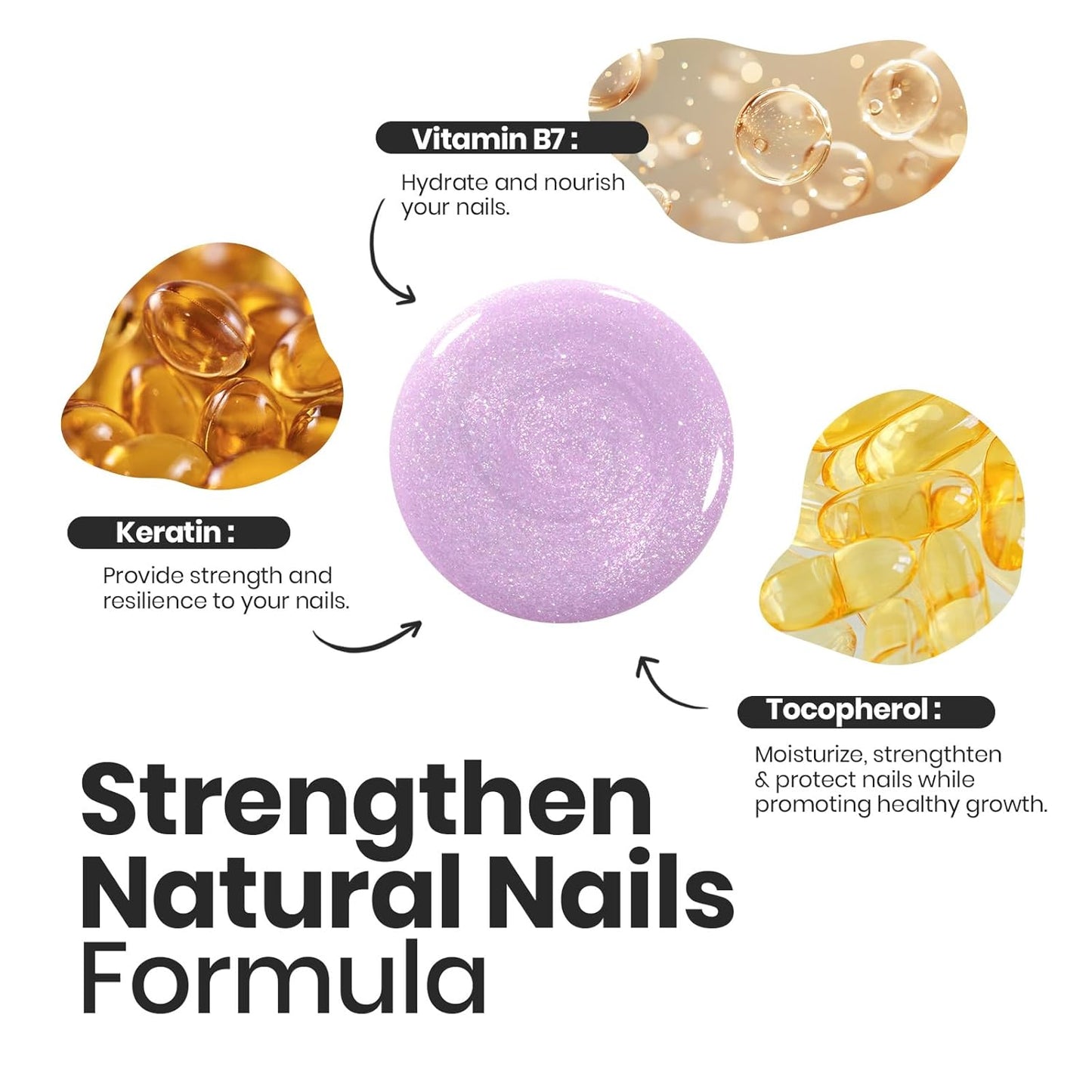 Beetles Glitter Nail Polish Set 6 Colors Glitter Fairy Gleam Quick Dry Nail Polish Shimmer Pink White Green Blue Purple Nail Lacquer Kit Fingernail Polish Diy Nail Art Gift For Women Girls