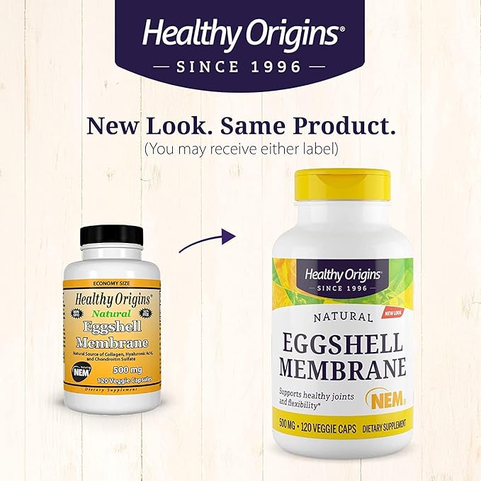 Healthy Origins Eggshell Membrane (NEM), 500 mg - Natural Collagen and Joint Support Supplement - Gluten-Free Supplement - 120 Veggie Capsules
