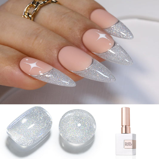 Double Rhythm 15ML Glitter Gel Polish Shimmer Reflective Holographic Color Magnetic for Nail Art Salon DIY at Home (B1136)