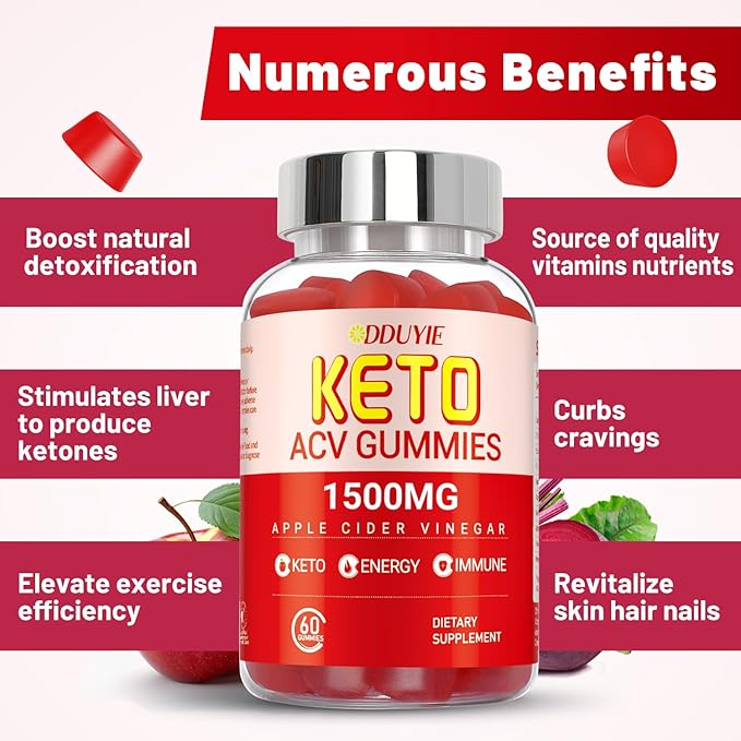 (2 Pack) Keto ACV Gummies Extreme of 1500MG, Gummies, Apple Cider Vinegar Formulated Along with Pomegranate Beet Juice Powder and B12, Vegan and Non GMO, 120 Gummys
