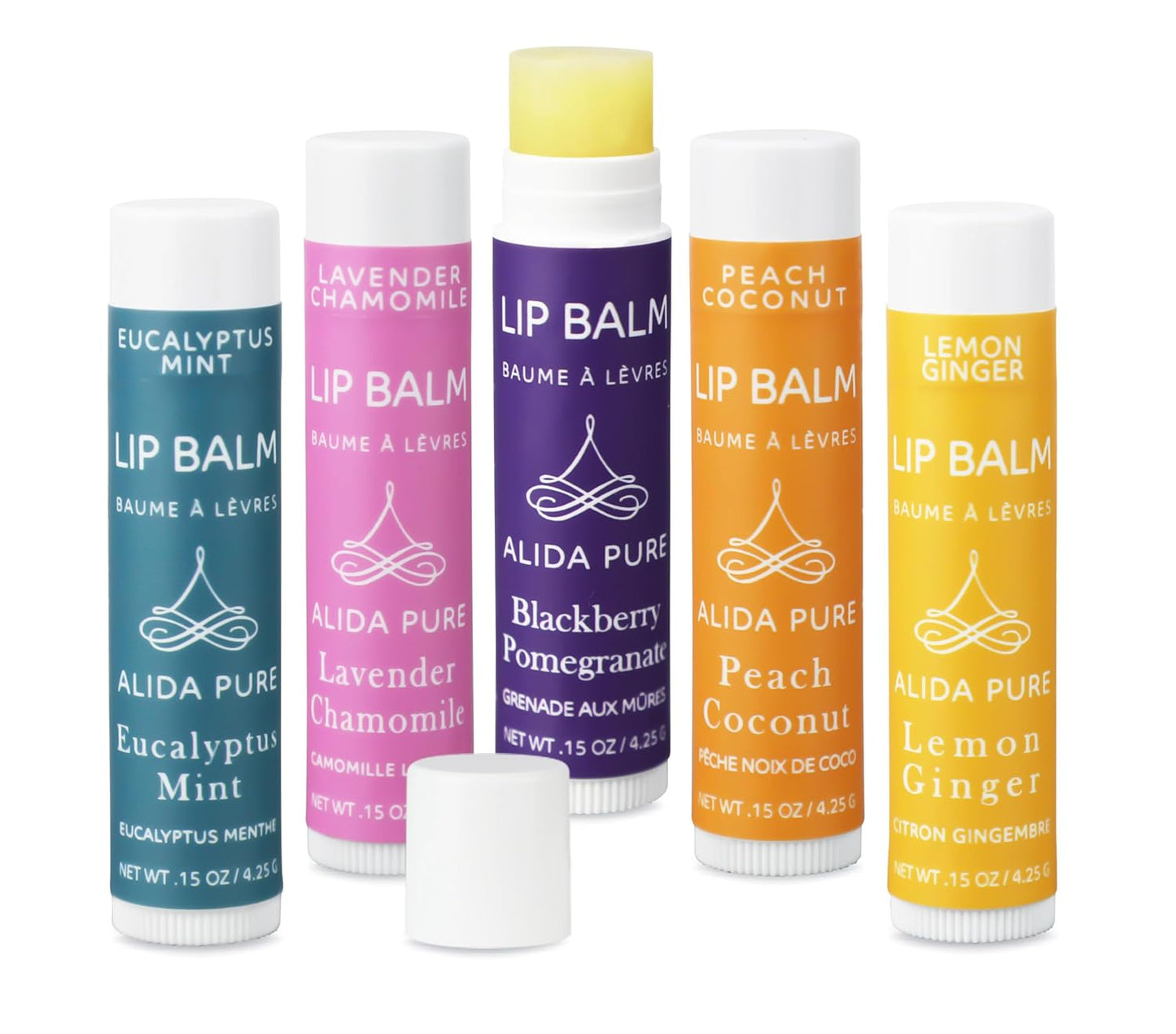 Duet Lip Balm Collection, Vegan Set, Beeswax Free, with Organic Jojoba, and Avocado Oil, Vitamin E, Natural Moisturizer for Dry, Chapped Lips, 5 Tube Set