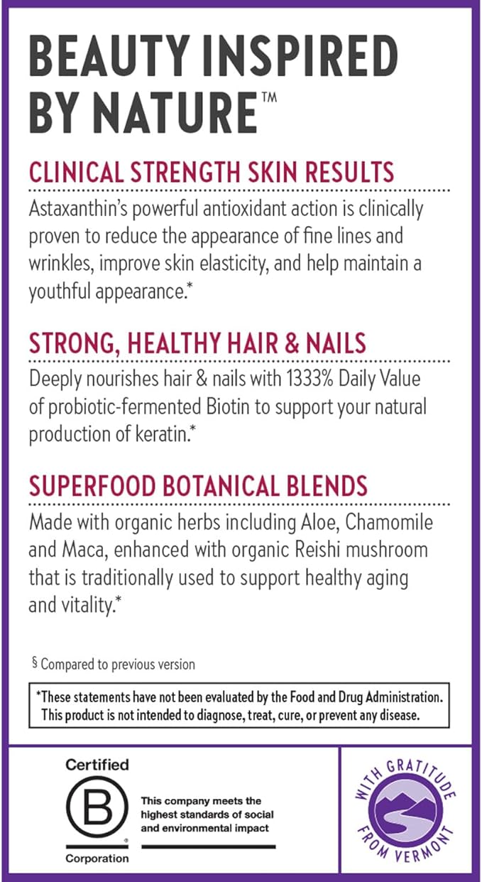 New Chapter Biotin Supplement, Vegan Hair Skin and Nails Vitamins with Fermented Biotin + Astaxanthin - 60 Count