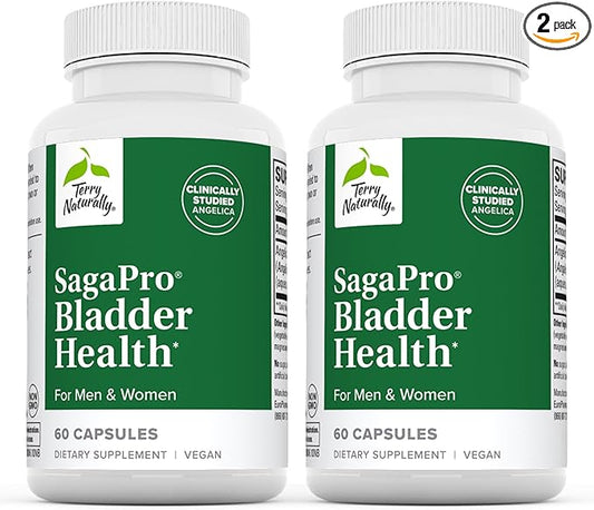 Terry Naturally SagaPro Bladder Health - 60 Capsules, Pack of 2 - Supports Bladder Strength & Function for Men & Women - Non-GMO, Vegan, Gluten Free - 120 Total Servings