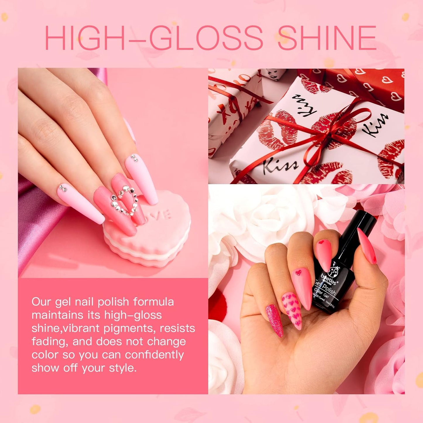 Beetles Pink Gel Nail Polish Nude Pink Rose Red Milky White Gel Polish Set Sweetheart Candies Collection Soak Off UV LED Gifts for Mom