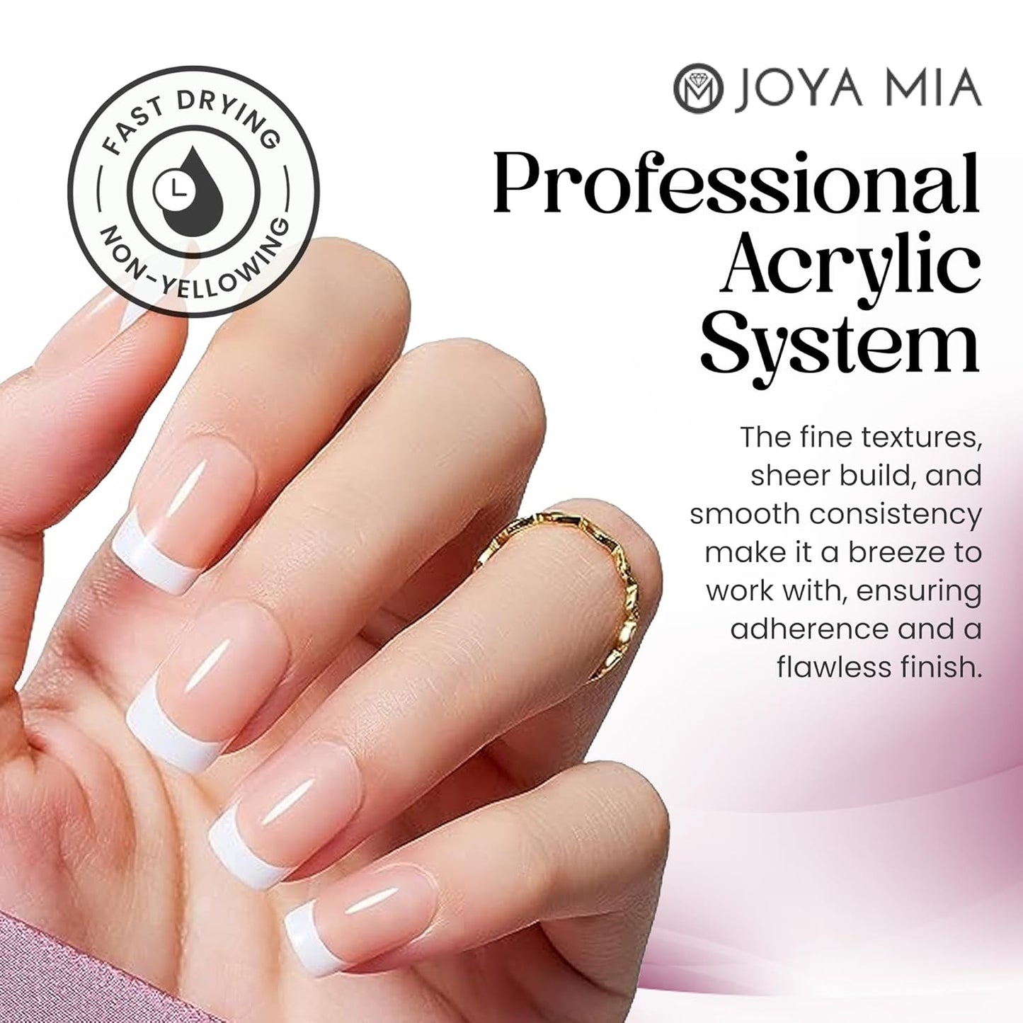 Joya Mia Acrylic Powder for Nails, MMA-Free, Super Adhesion Professional Powder for Flawless & Long-Lasting Nail Enhancements, Easy Application, Vibrant & Stunning Colors - Topaz Pink, 2 oz