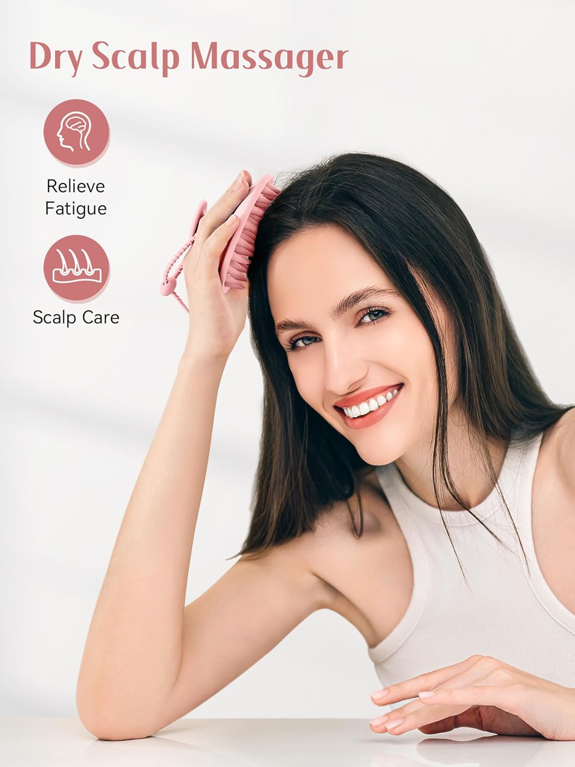 HEETA Scalp Massager Shampoo Brush with Silicone Bristles for Dandruff Removal Scalp Care & Hair Growth, Scalp Scrubber for All Hair Types, Head Massager Stress Relax, Upgraded Large Design,Pink