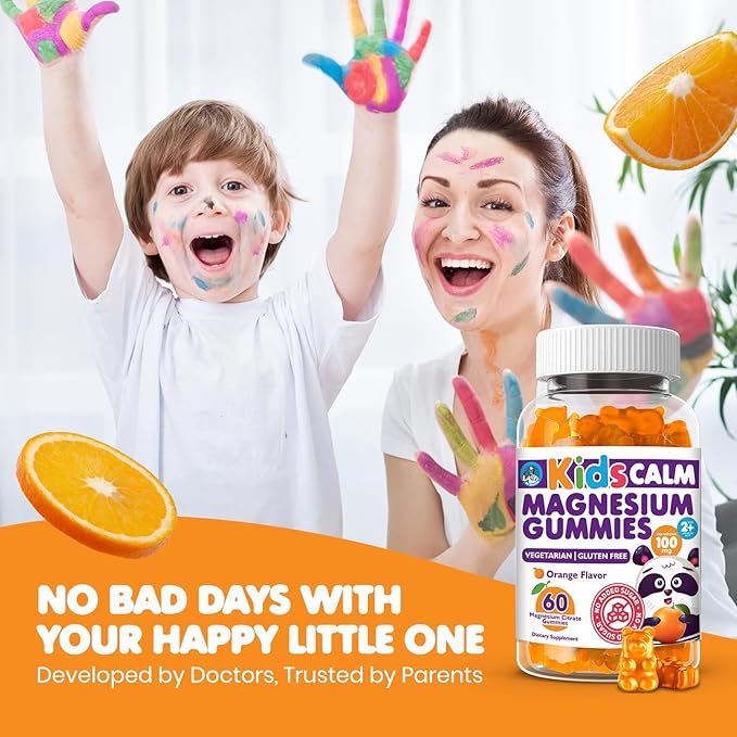 DR. MORITZ Sugar-Free Calm Magnesium Gummies for Kids and Adults - Kids Magnesium Gummies - Magnesium Citrate Gummies (120 Count (Pack of 2), Orange)