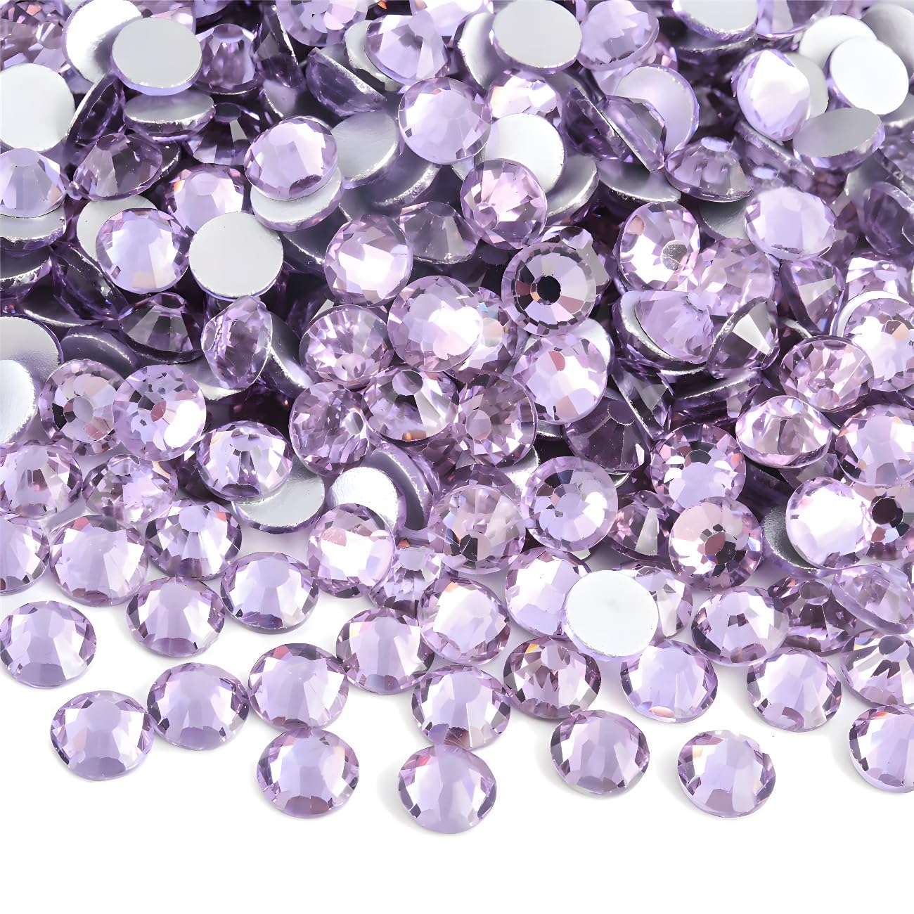 Flatback Rhinestones Round Gems for Nails Art and Crafts 2000Pcs SS16 4mm Glitter Crystals Stone DIY Bags Clothes Shoes (Light Purple)