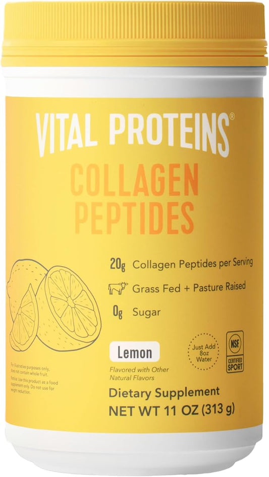 Vital Proteins Grass Fed Collagen Peptides Powder, Helps Support Healthy Hair, Skin, Nails, Bones and Joints - Hydrolyzed Collagen - Lemon 11oz