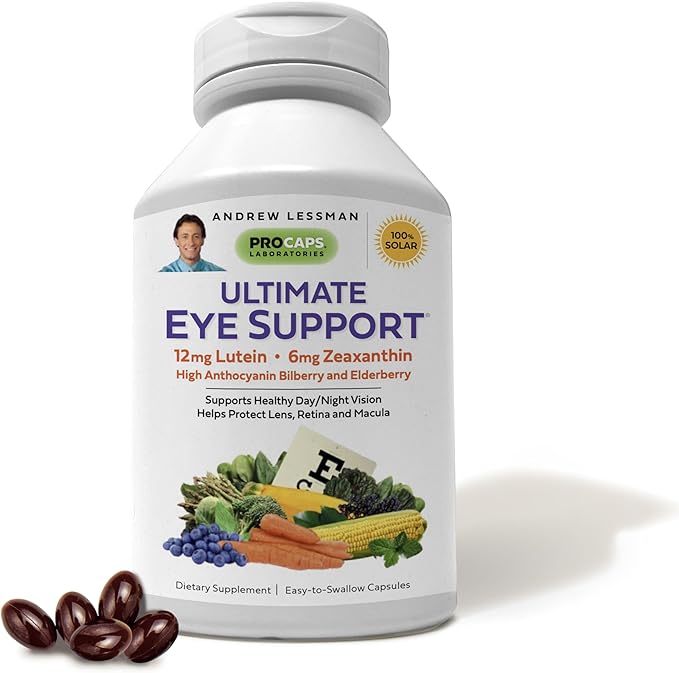 ANDREW LESSMAN Ultimate Eye Support 180 Softgels - 12mg Lutein, 6mg Zeaxanthin, Bilberry, Key Nutrients to Support Eye Health and Promote Healthy Vision. No Additives. Easy to Swallow Softgels