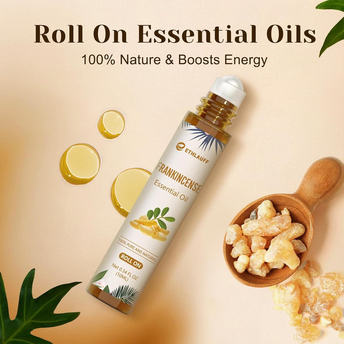 Frankincense Essential Oil Roll On, Frankincense Oil for Face & Skin Care,10ml Perfume Roll-on Oil, Natural Calm, Stress Relief