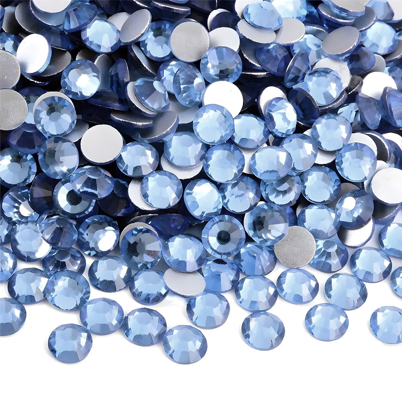 Flatback Rhinestones Round Gems for Nails Art and Crafts 4000Pcs SS6 2mm Glitter Crystals Stone DIY Bags Clothes Shoes (Light Blue)