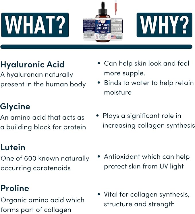 Vegan Collagen Builder Liquid Supplement - Collagen Booster with Vitamin C, Biotin, Hyaluronic Acid & Amino Acids - Vegetarian Collagen for Women, Organic Fruit & Vegetable Blend - 120ml, 60 Day