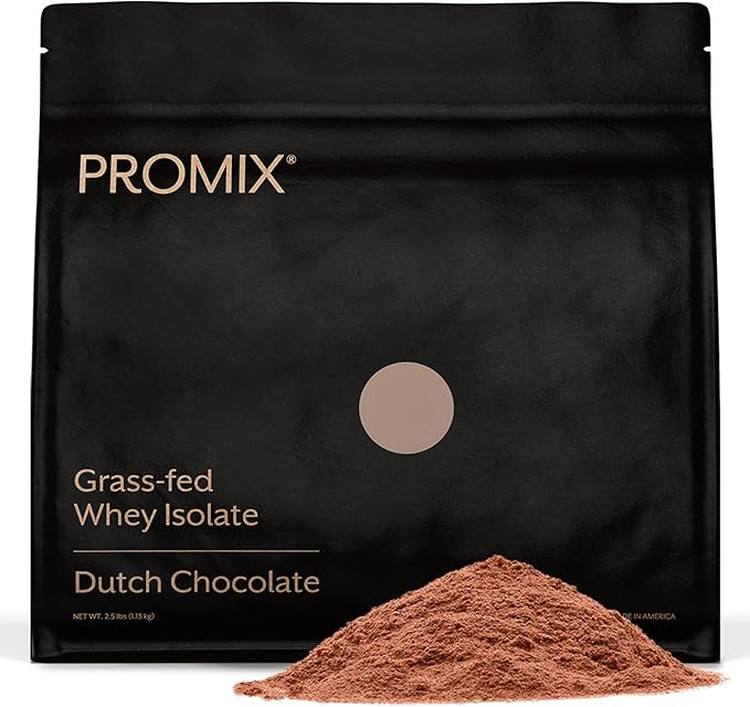 Promix Whey Protein Isolate Powder, Chocolate - 2.5lb - Grass-Fed & 100% All Natural - ­Post Workout Fitness & Nutrition Shakes, Smoothies, Baking & Cooking Recipes - Gluten-Free & Keto-Friendly